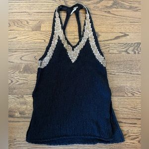 Free People Black Crochet Tank with Open Back